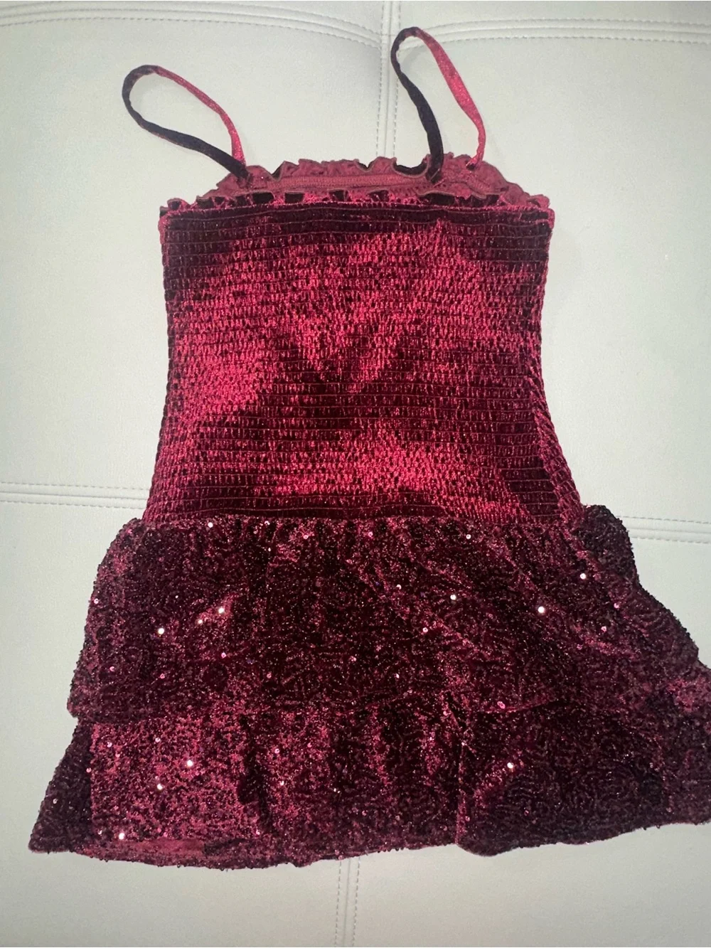 art class Burgundy Sequin Smocked Tank Dress